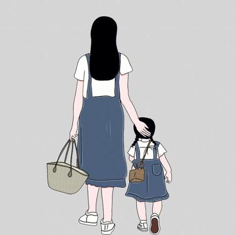 动漫卡通母女头像图片：愿我们往后的日子都能好运常伴。