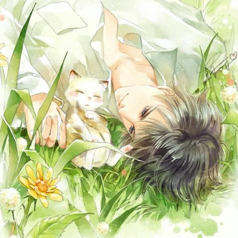 男生在草坪上躺着的头像动漫：我想结束我们这段感情