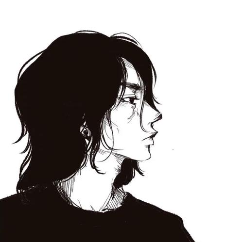 男生emo的头像黑白动漫手绘：一个人的不幸