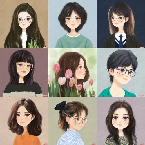韩国女生头像插画：“浪漫什么的不需要